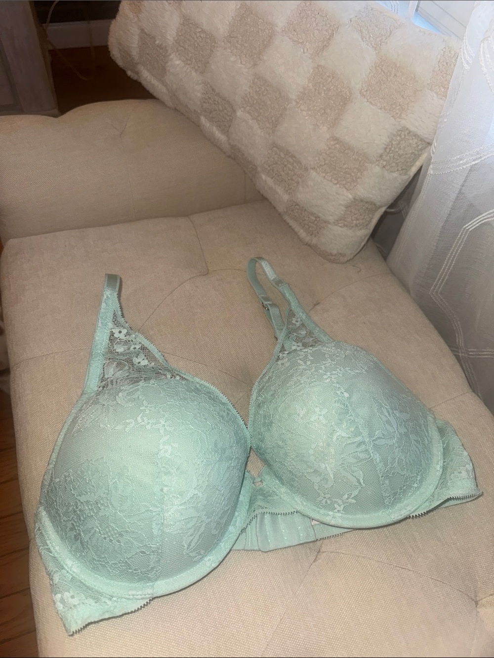 Auden Push Up Plunge Mint Lace Underwire Bra